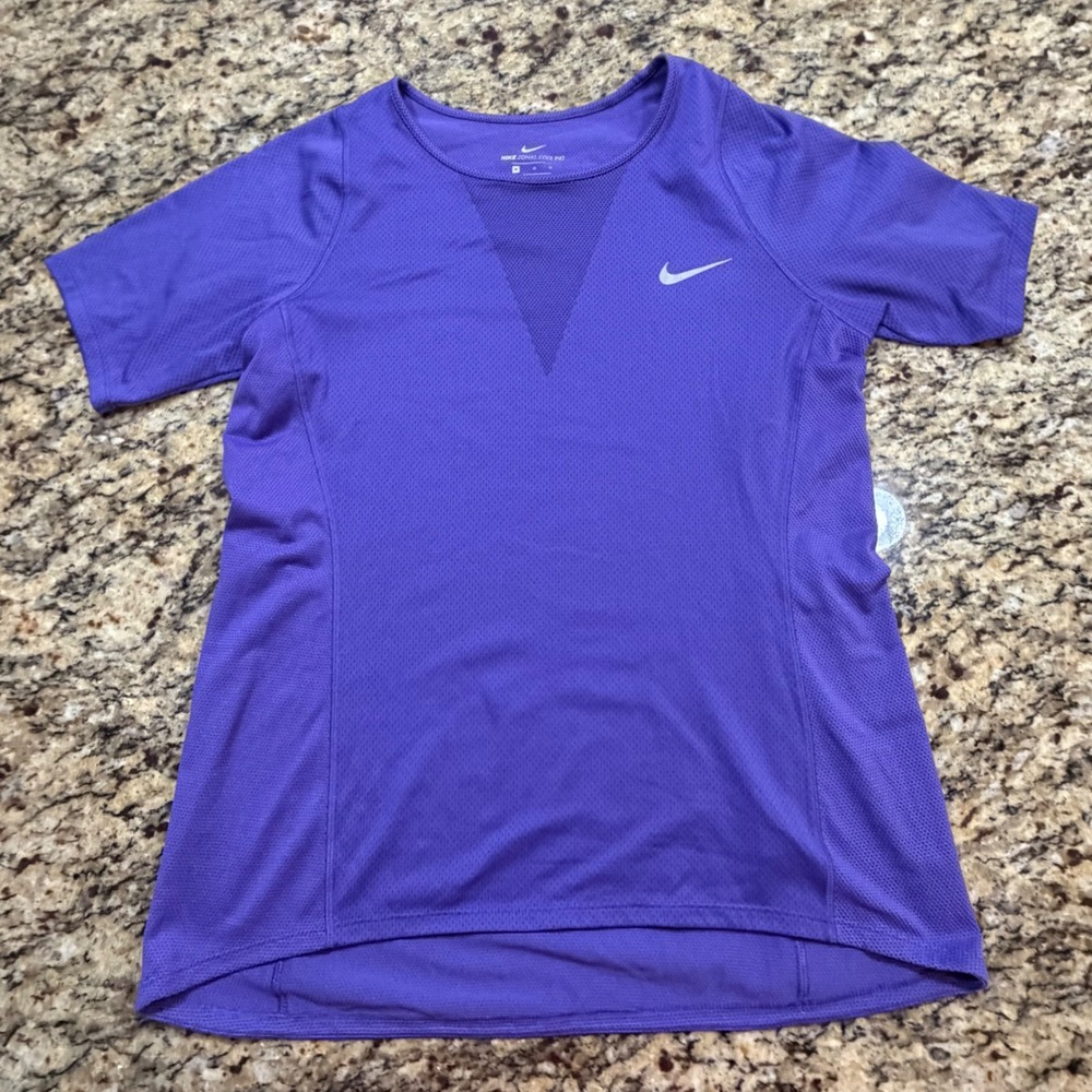 Nike Zonal Cooling Womens Purple Mesh Running Shirt Medium Reflective Swoosh
